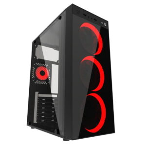 Carcasa gaming Gembird Fornax 1500B, Red led fans