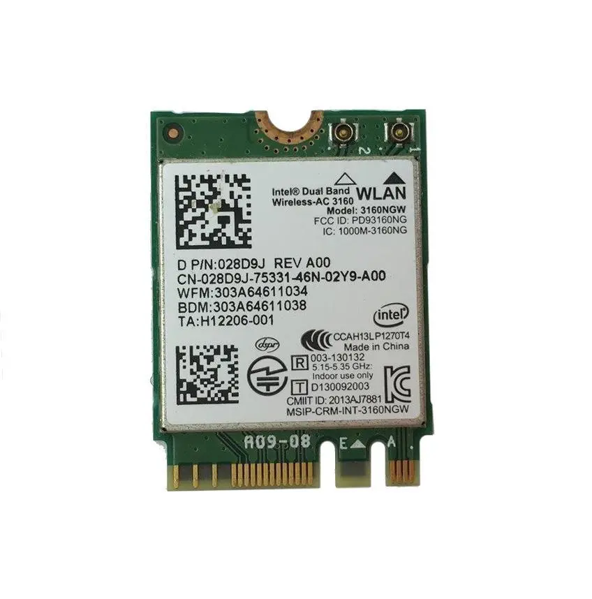 Placuta WIFI SH Intel dual band AC 3160 Bluetooth 4.0 M.2 - 28D9J 028D9J Dell 5447 5547 5548 7547 7548 5448 5559 3558 3458