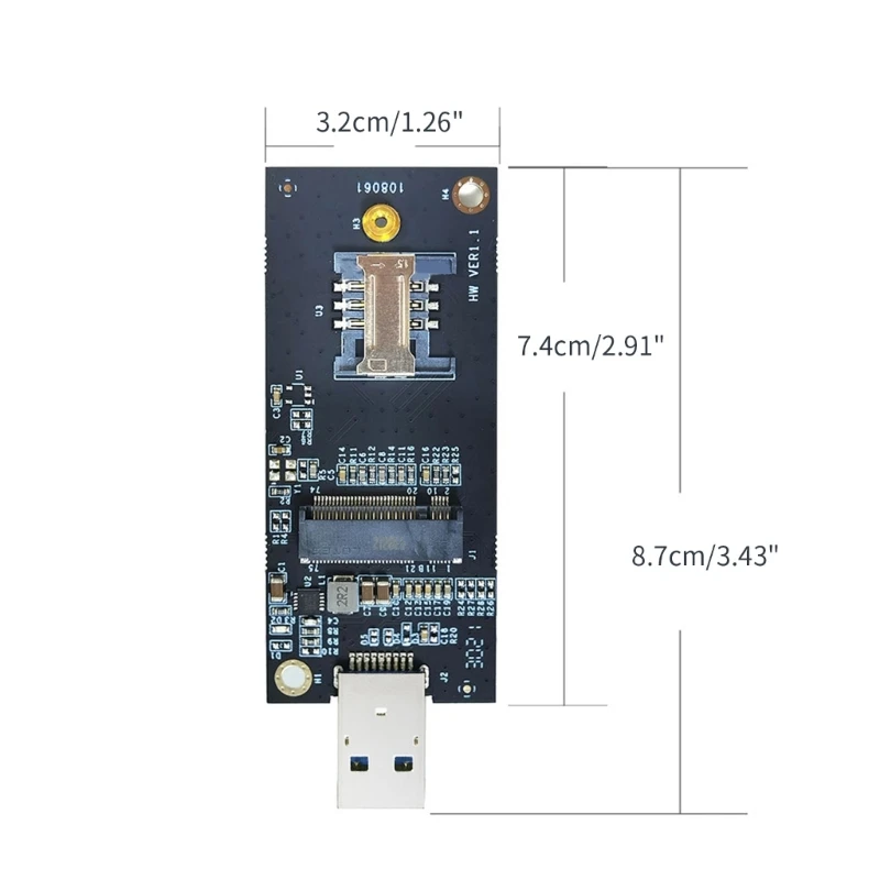 Adaptor modul 3G 4G LTE WWAN la USB M2 Key B NGFF modul SIM la usb - imagine 4