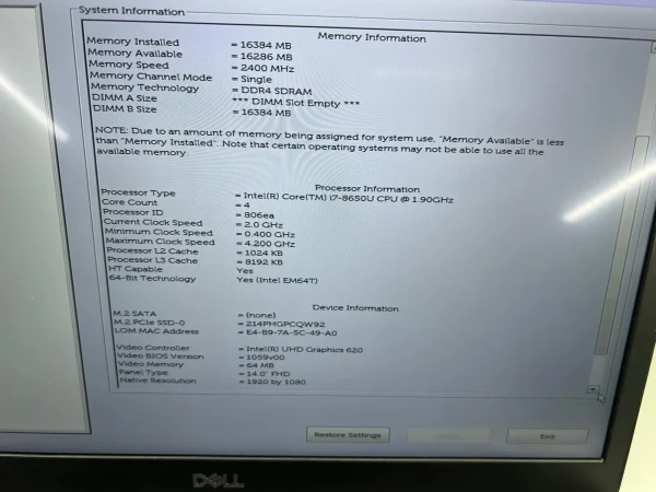 Laptop SH Dell Latitude 7490 i7-8650U 16gb RAM SSD NVME 512 Touchscreen - imagine 3