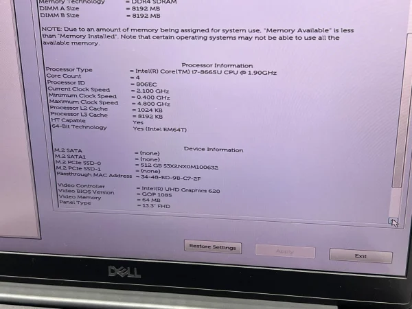 Laptop SH Dell Latitude 7300 i7-8665U 16gb RAM SSD NVME 512 13.3 FHD - imagine 3
