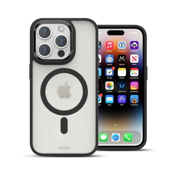 Husa iPhone 15 Pro Max Clip-On Hybrid Matt Compatibil MagSafe Negru - imagine 3