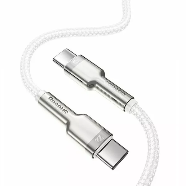 Cablu Baseus Cafule Series Metal USB-C la USB-C 100W 1m Alb - imagine 2