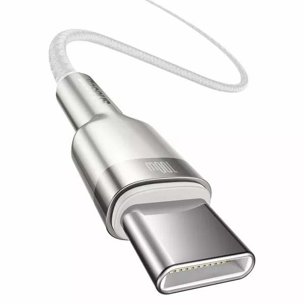 Cablu Baseus Cafule Series Metal USB-C la USB-C 100W 1m Alb - imagine 3
