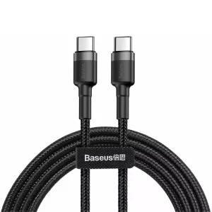 Cablu de date Baseus Cafule PD 2.0 60W USB-C la USB-C 1 metru 20V 3A Gri+Negru