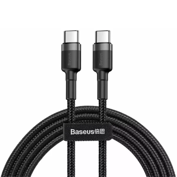 Cablu de date Baseus Cafule PD 2.0 60W USB-C la USB-C 1 metru 20V 3A Gri+Negru