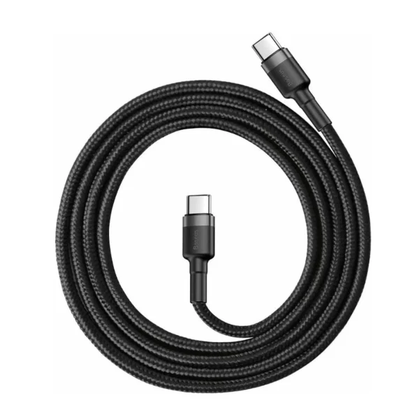 Cablu de date Baseus Cafule PD 2.0 60W USB-C la USB-C 1 metru 20V 3A Gri+Negru - imagine 2
