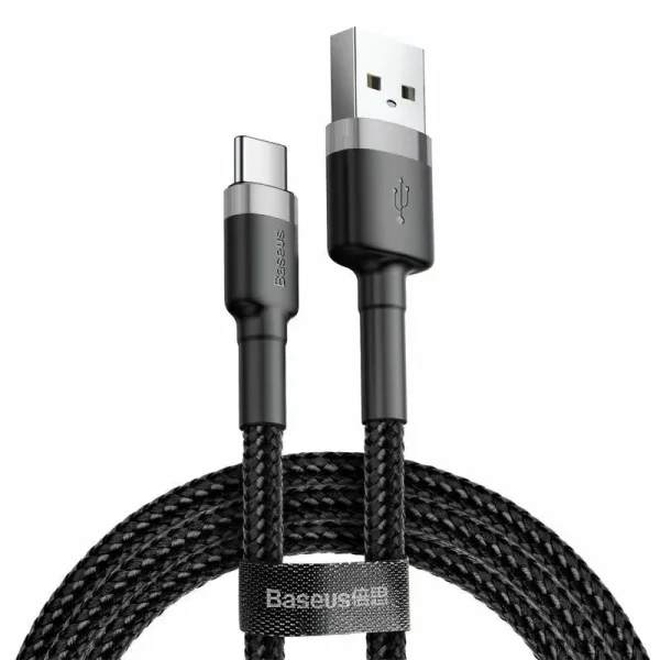 Cablu Baseus Cafule USB la USB-C Quick Charge 3A 0.5m Gri+Negru - imagine 2