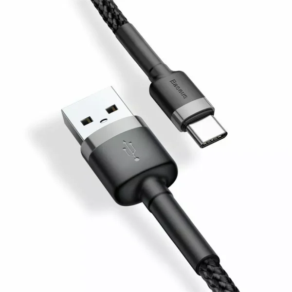 Cablu Baseus Cafule USB la USB-C Quick Charge 3A 0.5m Gri+Negru - imagine 3