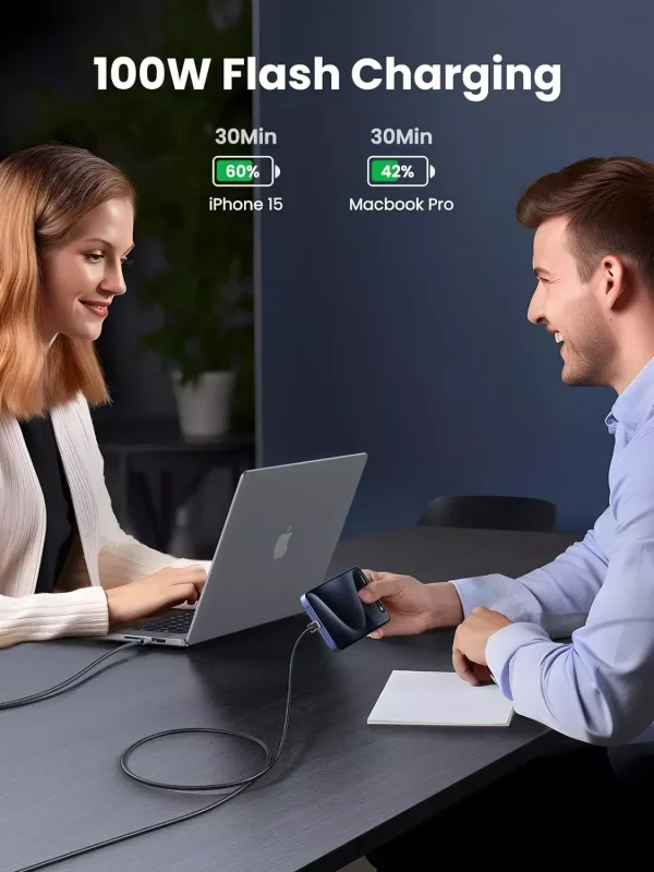 Cablu UGREEN USB-C la USB-C 100W Super Fast Power Delivery 0.5m Negru - imagine 5