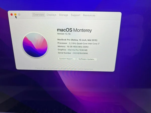 Laptop SH MacBook PRO Retina mid 2015 RAM 16gb SSD 512Gb I7 baterie noua - imagine 2
