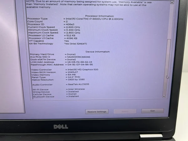 Laptop SH UltraBook Dell Latitude E7470 i7-6600U 8GB RAM SSD 240 - imagine 3