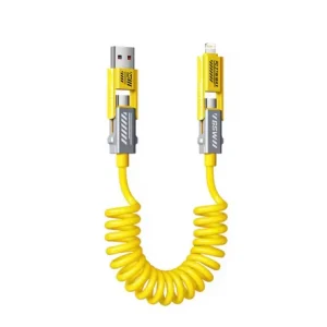 Cablu date/incarcare telefon Type-C To Type-C iPhone Lightning Samsung Huawei Xiaomi 65W galben 4 in 1