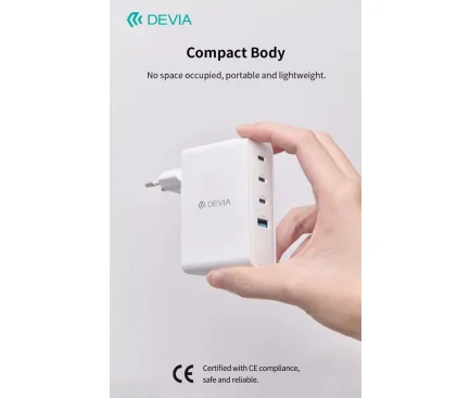 Incarcator Retea DEVIA Extreme Speed 100W 5A 1 x USB-A - 3 x USB-C Alb - imagine 2
