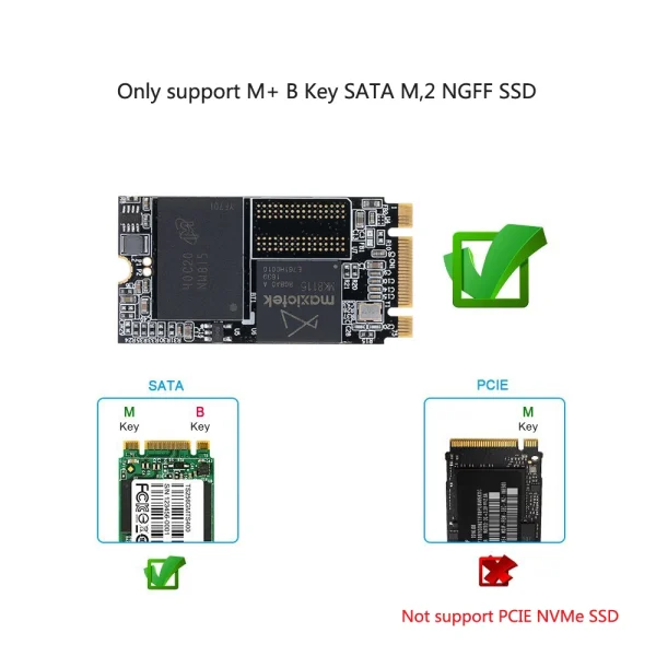 Adaptor M.2 NGFF (SATA) SSD to 2.5 SATA 2230/2242/2260/2280mm M2 NGFF SSD carcasa metalica - imagine 6