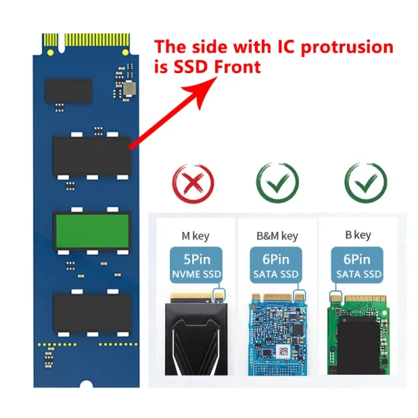 Adaptor M.2 NGFF (SATA) SSD to 2.5 SATA 2230/2242/2260/2280mm M2 NGFF SSD carcasa metalica - imagine 7