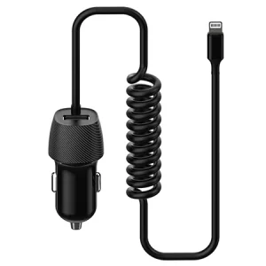 INCARCATOR AUTO CABLU SPIRALAT 3.4A LIGHTNING PLATINET