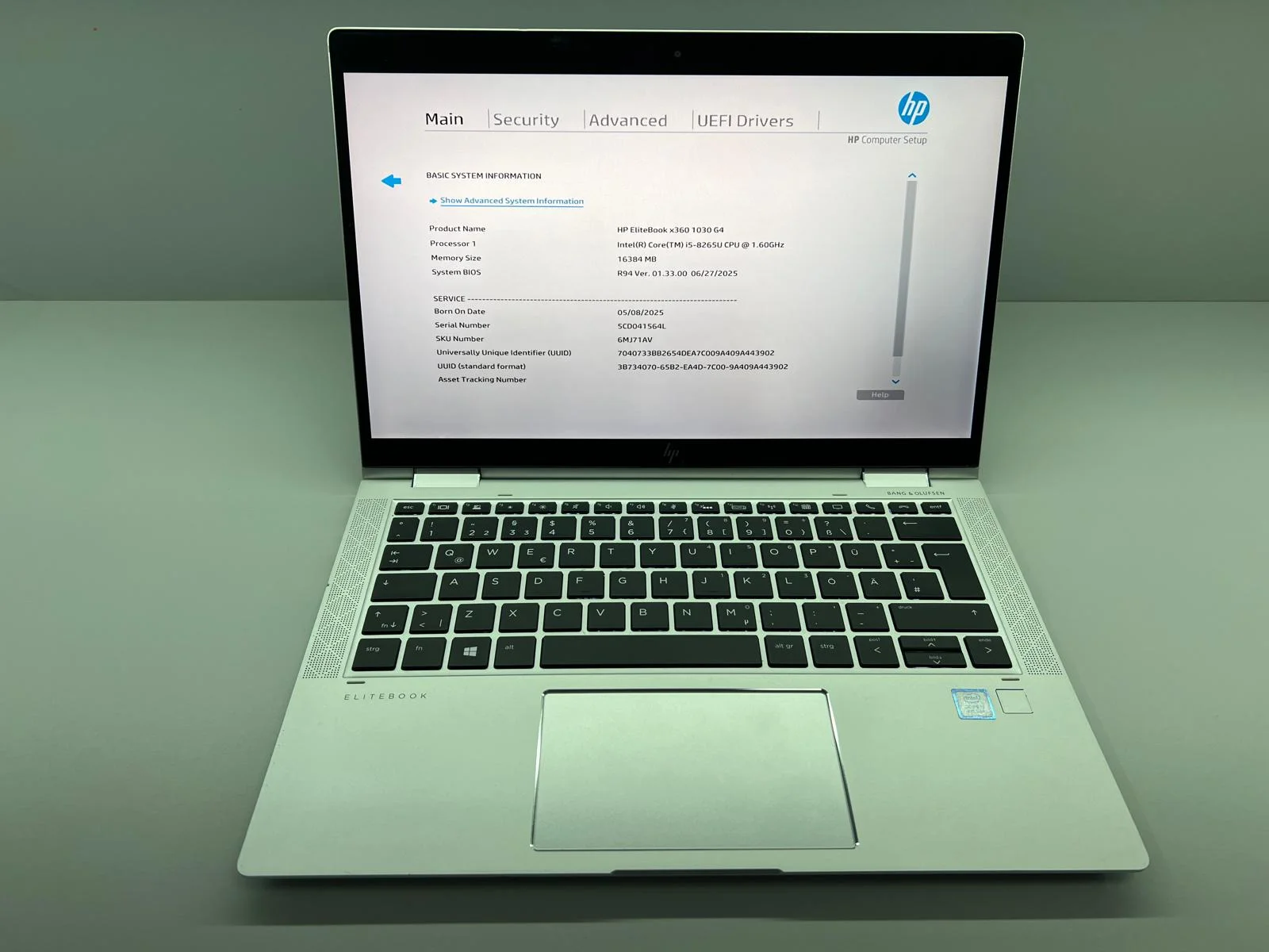 Laptop SH HP EliteBook x360 i5-8265U 16gb RAM SSD 256gb CONVERTIBLE TOUCHSCREEN