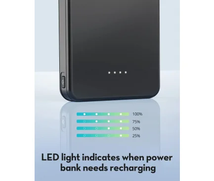 Power Bank 10000mAh 15W 1x USB-A 1x USB-C Neagra baterie externa RavPower - imagine 4