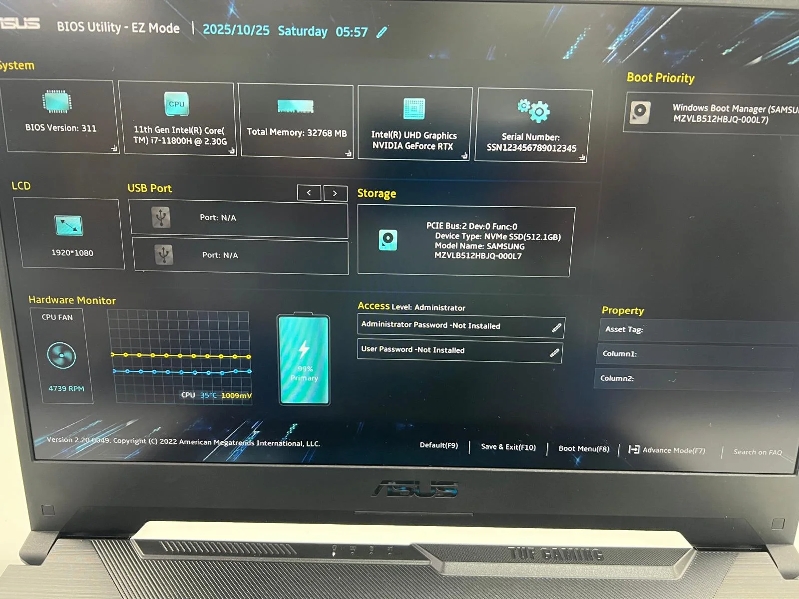 Laptop SH Gaming ASUS TUF F15 i7-11800H RTX 3050 4gb 512gb SSD Ram 32gb - imagine 2