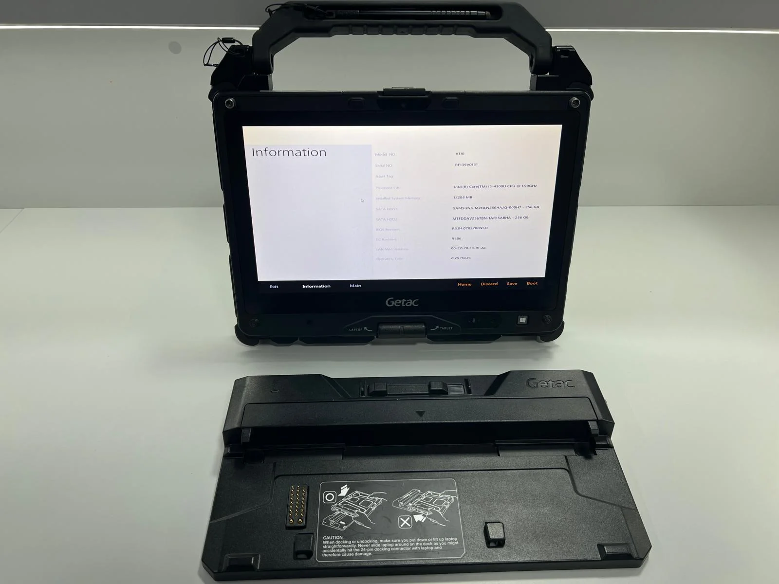 Laptop SH GETAC Fully Rugged i5-4300U SSD M2 256Gb +256 Gb 12GB Ram Touchscreen convertible Tablet - imagine 3