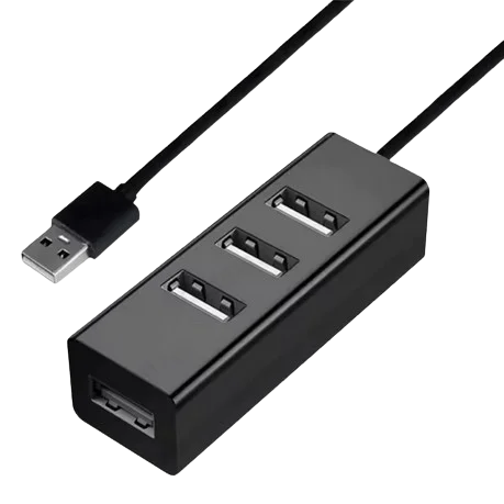 Hub USB 4 porturi cablu 15cm negru USB 2.0