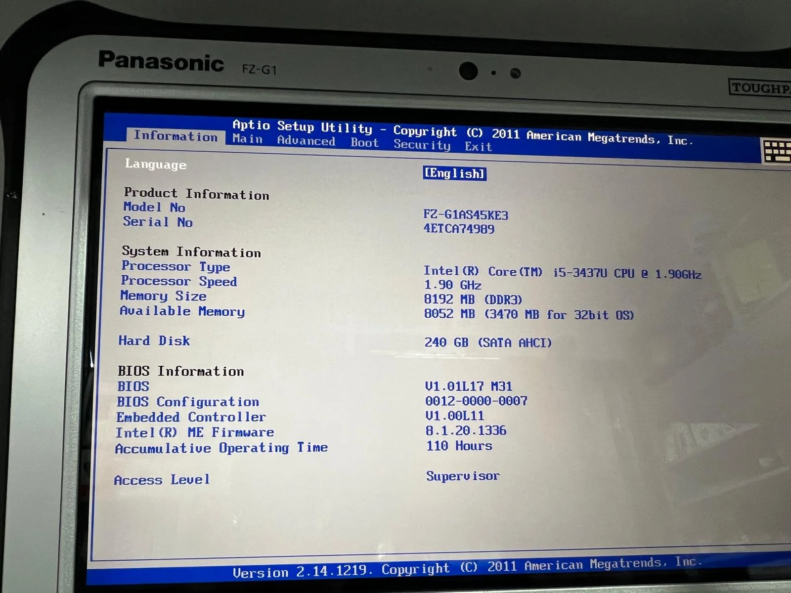 Tableta rugged Panasonic FZ-G1 i5-3437U 8GB RAM SSD 240GB TOUGHPAD - imagine 2