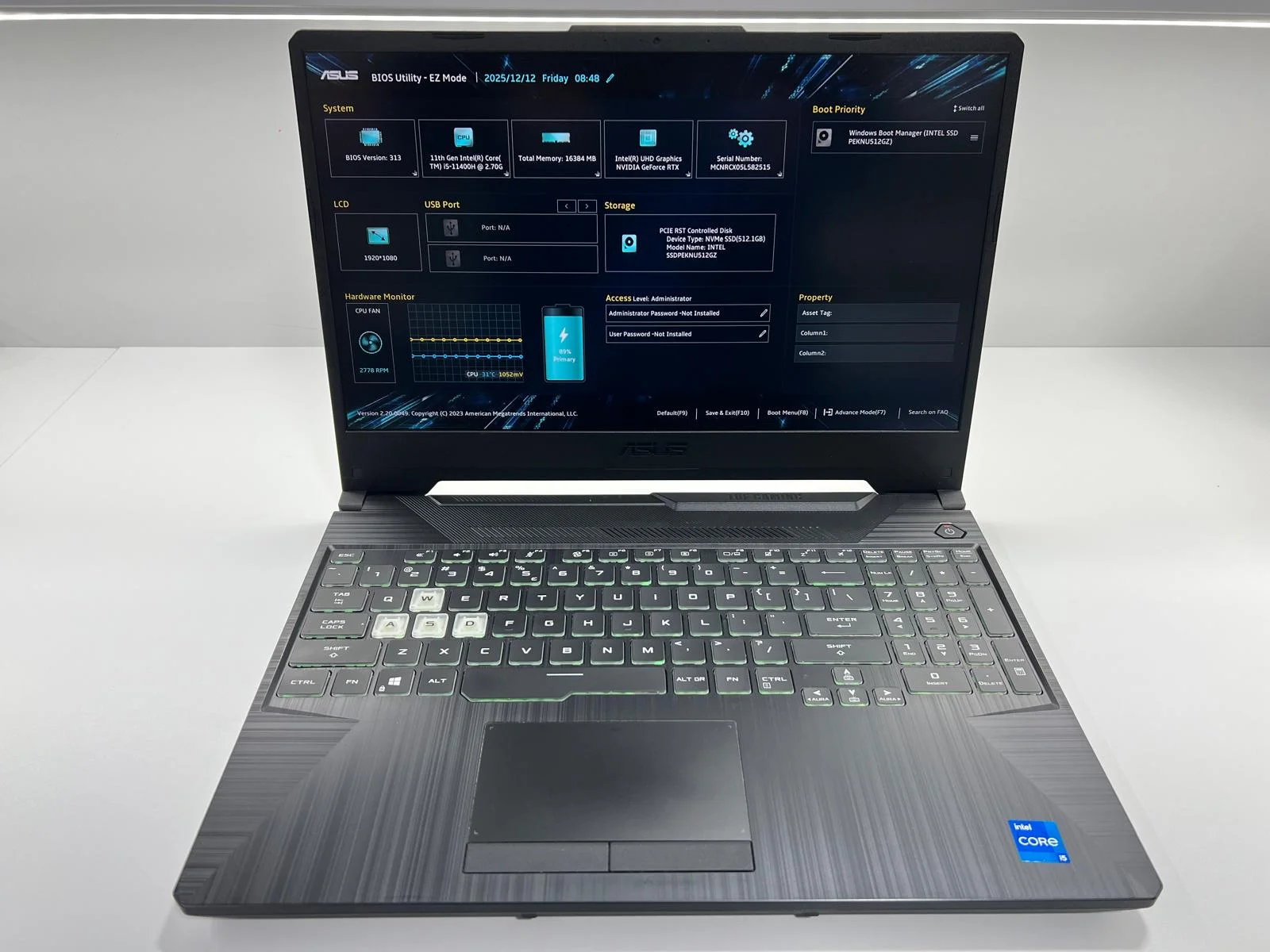 Laptop SH Gaming ASUS TUF FX506 i5-11400H RTX 3050 4gb 512gb SSD Ram 16gb