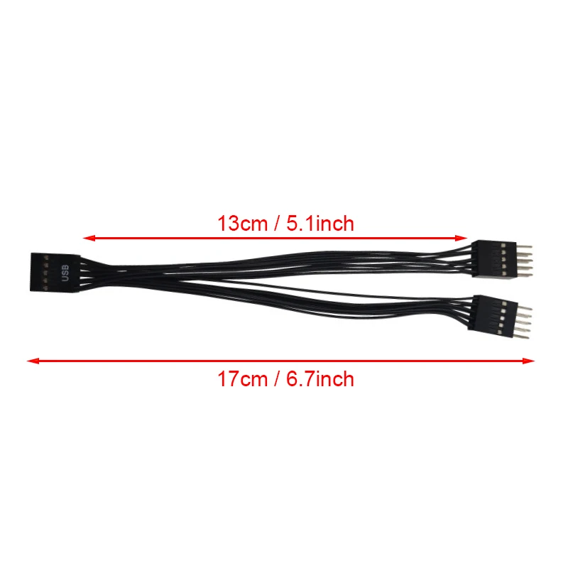 Adaptor/Spliter USB 2.0 9 pin la 2 usb placa baza calculator cablu extensie 17cm - imagine 6