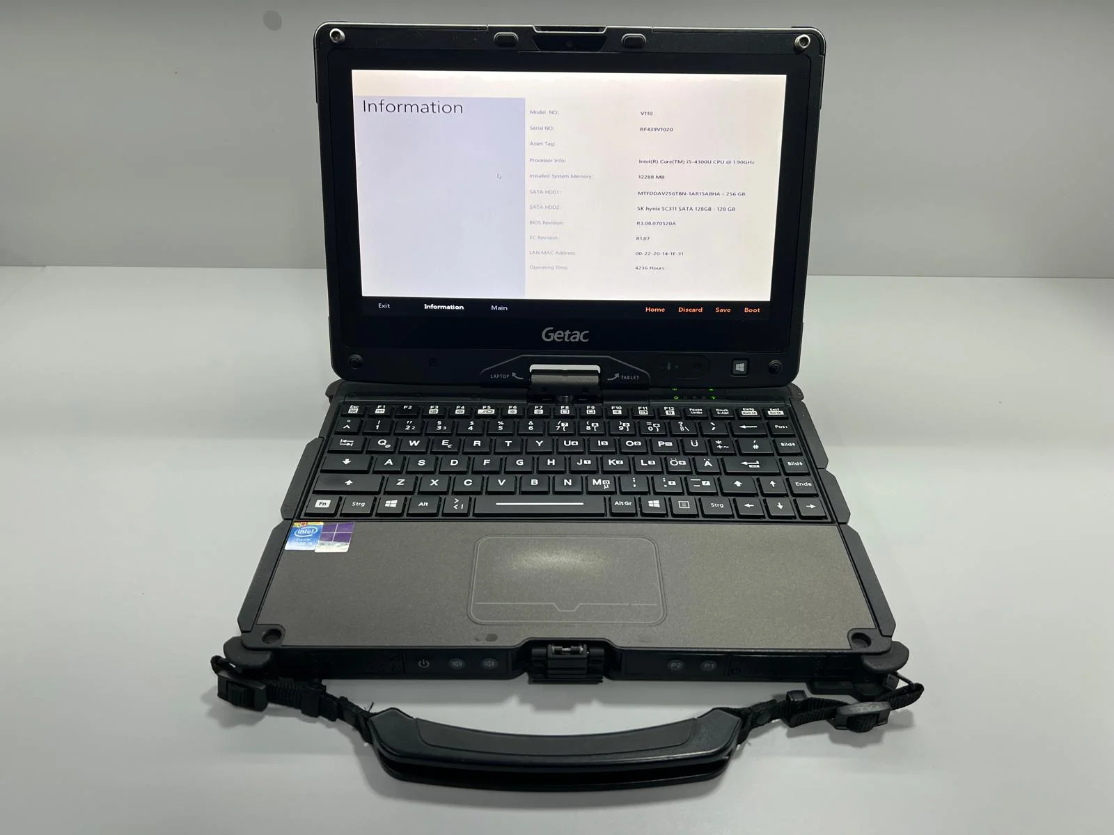 Laptop SH GETAC Fully Rugged i5-4300U SSD M2 256Gb+128 ram 12gb tochscreen tablet
