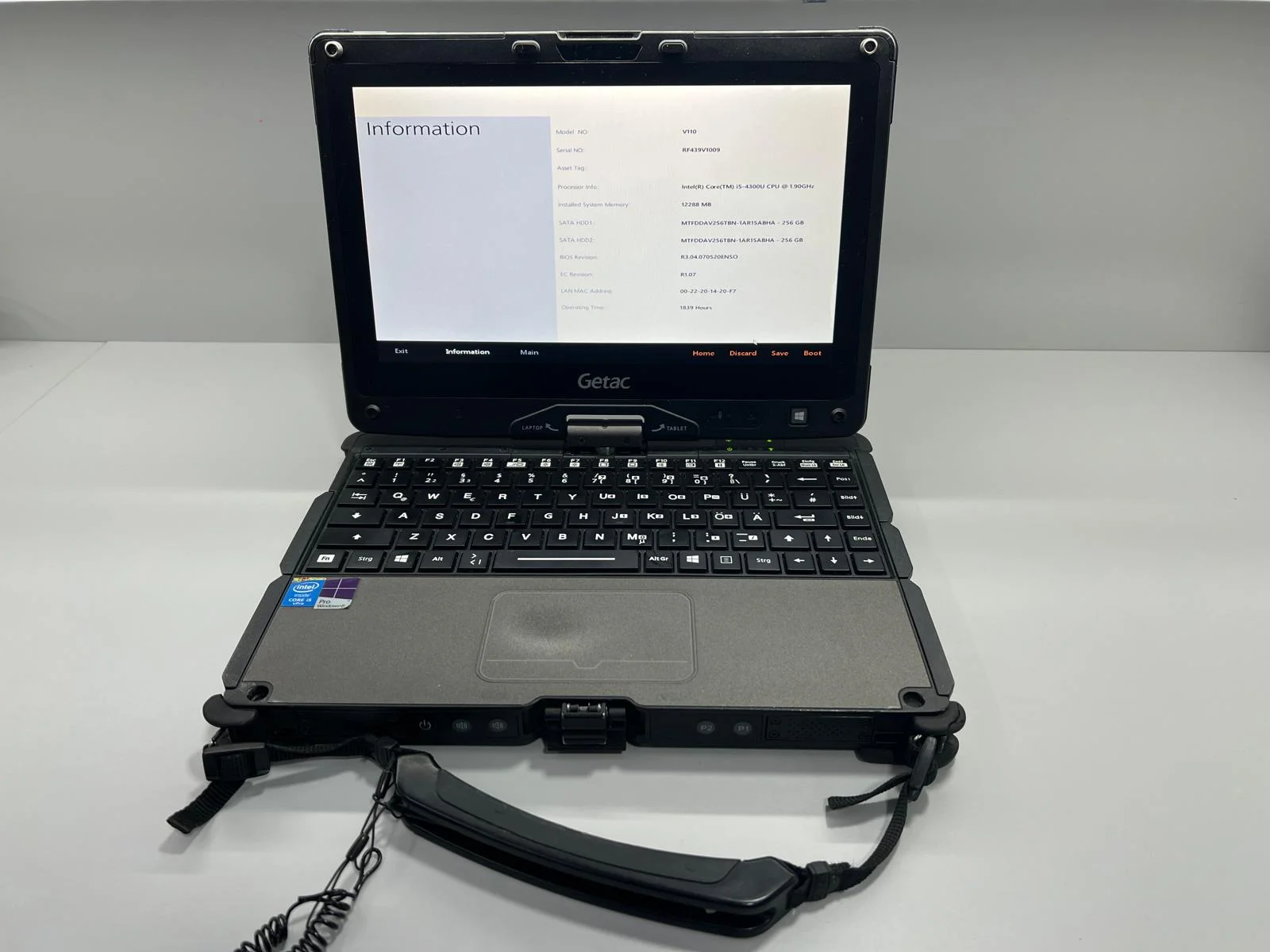 Laptop SH GETAC Fully Rugged i5-4300U 2 SSD 256gb 12gb RAM Touchscreen Tablet