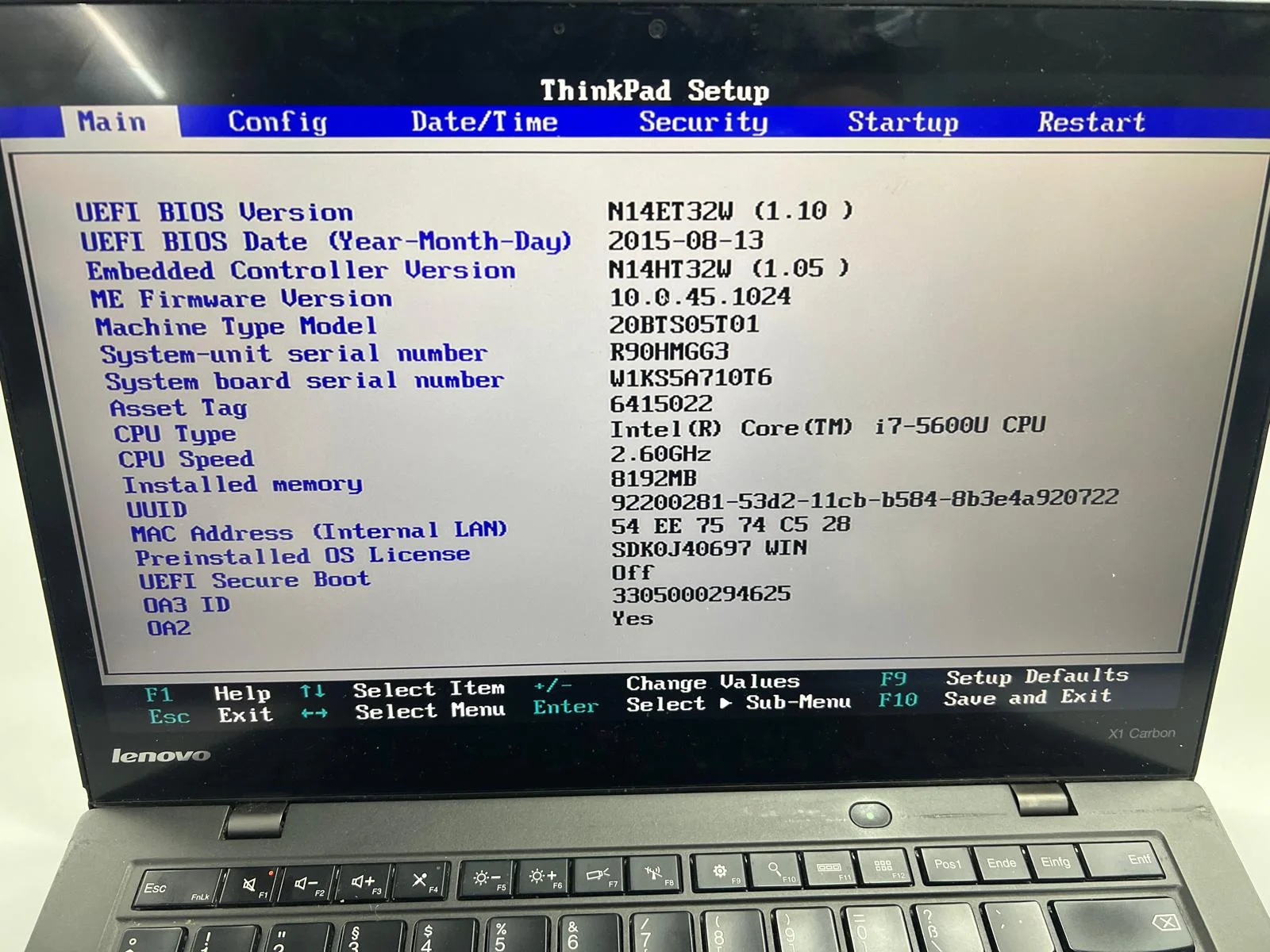 Laptop SH Piese/Incomplet Lenovo Thinkpad X1 Carbon 3rd Gen - imagine 3