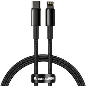 Cablu Date si Incarcare USB-C - Lightning Baseus Tungsten Gold 20W 1m Negru