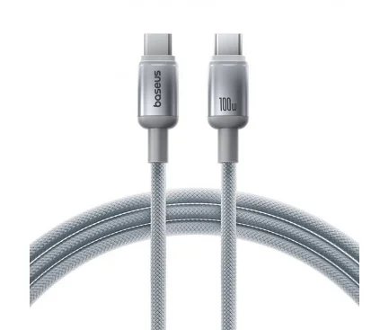 Cablu Date si Incarcare USB-C - USB-C Baseus Discolor 100W 1m Argintiu