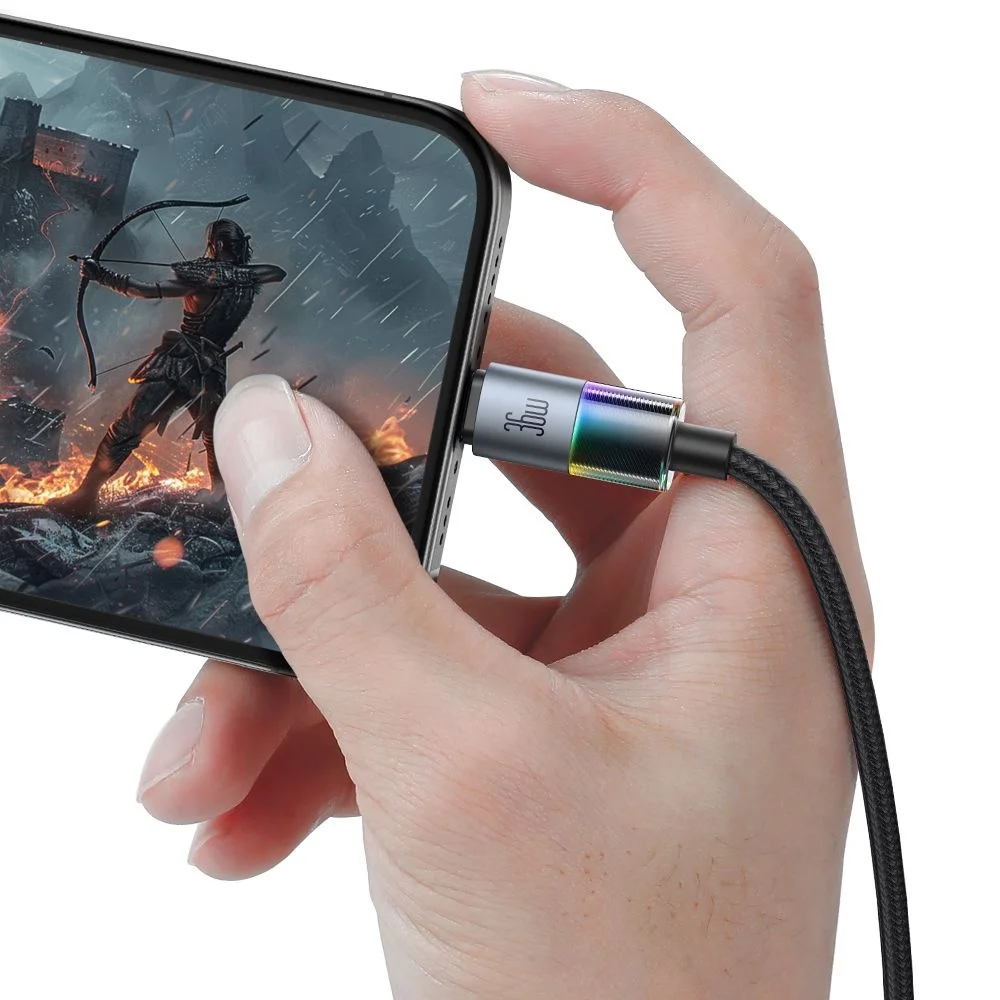 Cablu date Mcdodo 7 Colorful Lights USB-C to Lightning 36W 3A 1.2m - Black - imagine 4