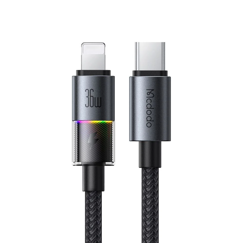 Cablu date Mcdodo 7 Colorful Lights USB-C to Lightning 36W 3A 1.2m - Black