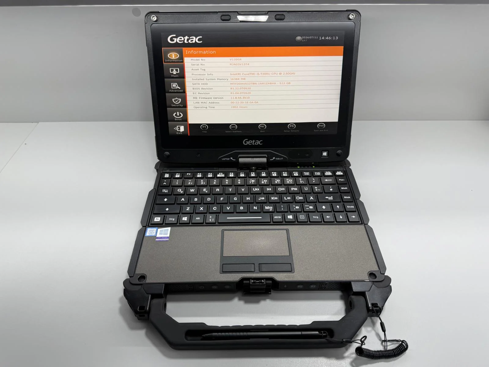 Laptop SH GETAC v110 g4 i5-7200U SSD 512Gb 16GB Ram Fully Rugged diagnoza auto touchscreen - imagine 4