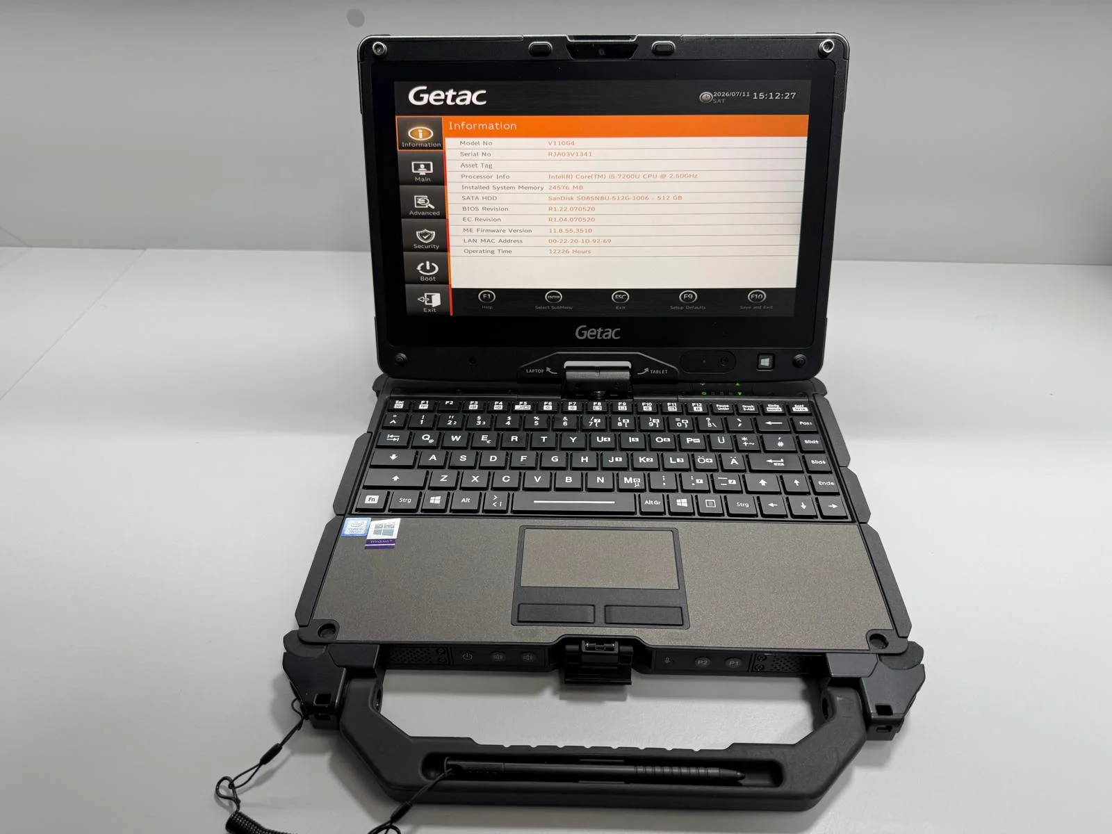 Laptop SH GETAC v110 g4 Fully Rugged i5-7200U SSD 512Gb 24GB Ram diagnoza auto touchscreen - imagine 2