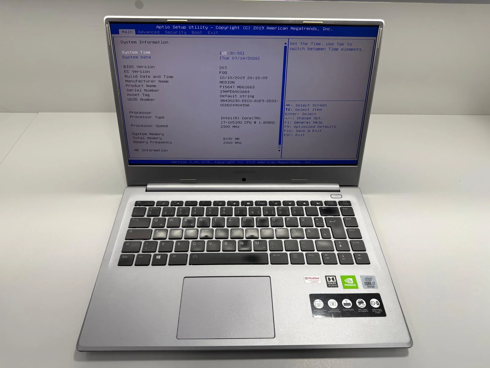 Laptop SH Medion P15647 i7-10510U 8gb ram incomplet/piese
