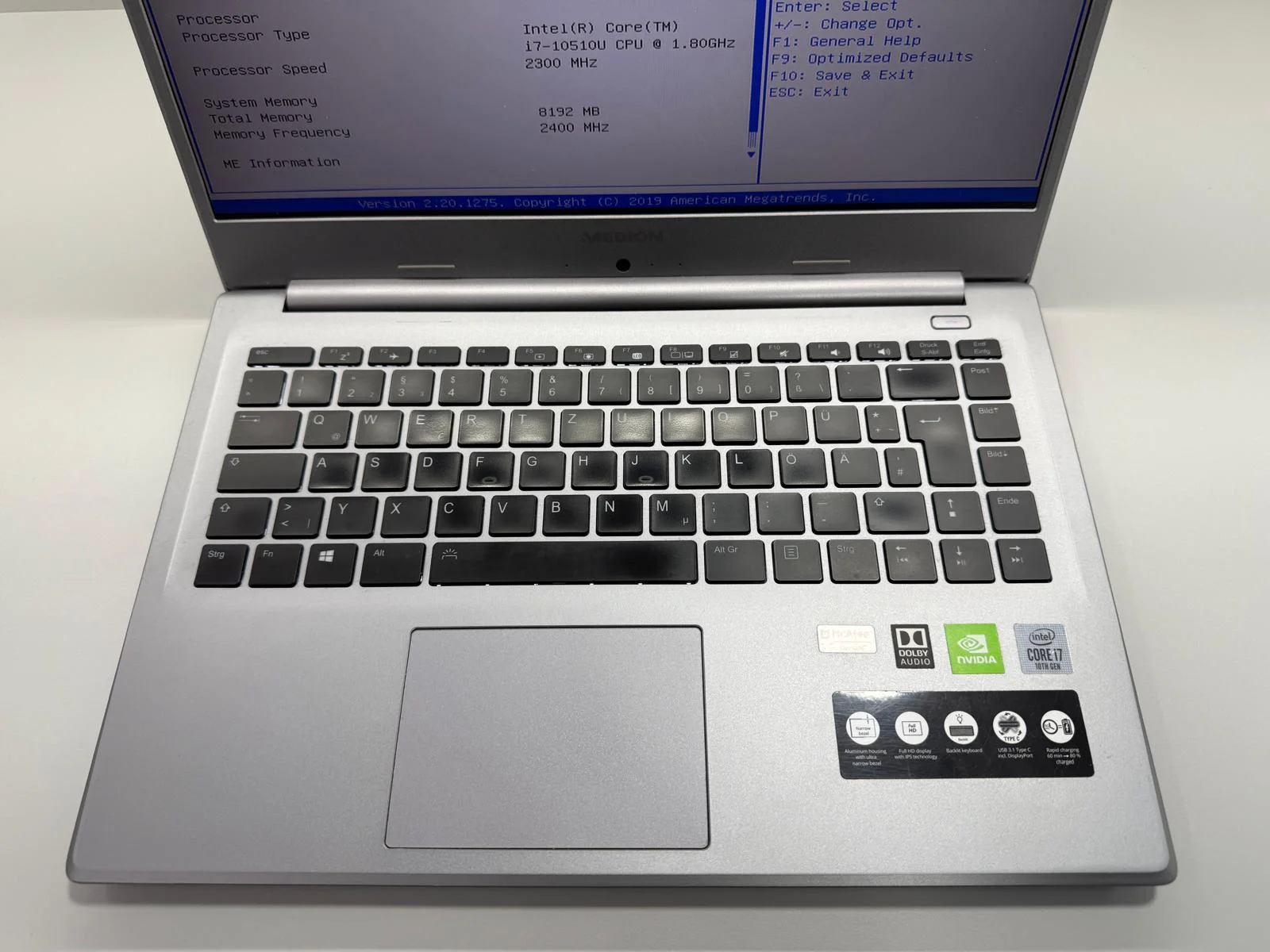 Laptop SH Medion P15647 i7-10510U 8gb ram incomplet/piese - imagine 3