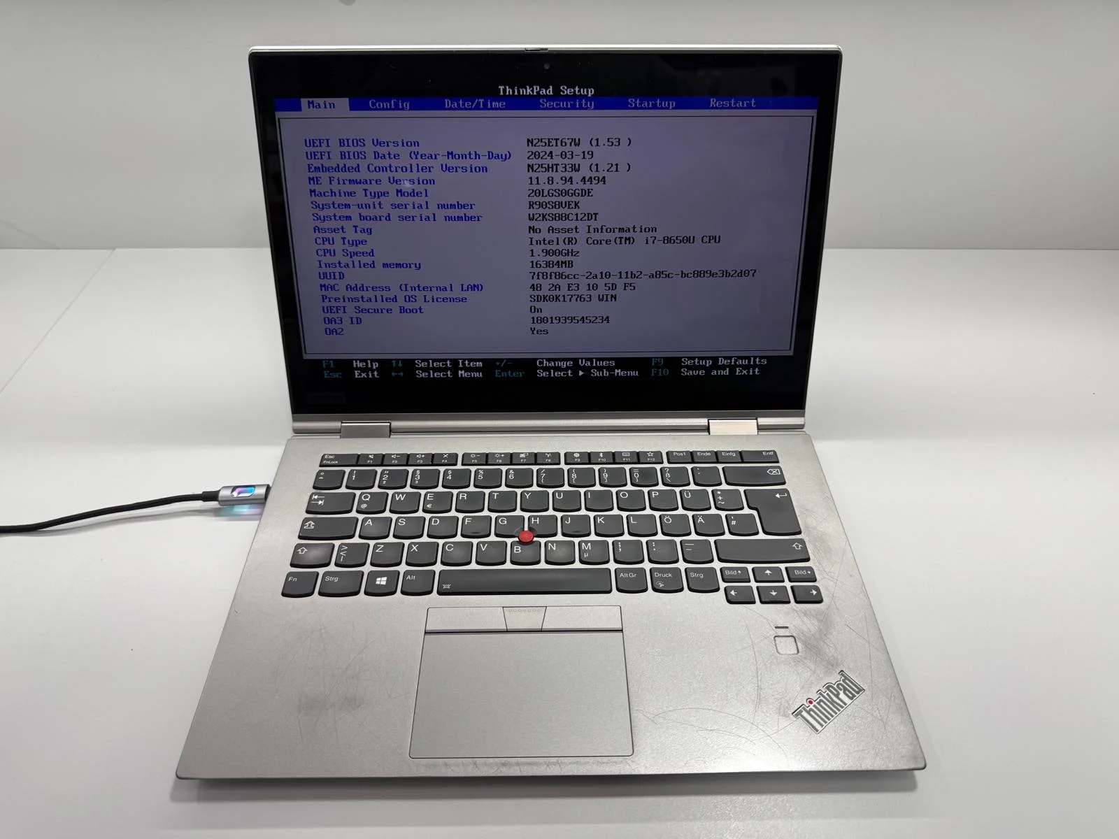 Laptop SH Lenovo Thinkpad X1 YOGA gen 3 i7-8650U incomplet/piese YNC140