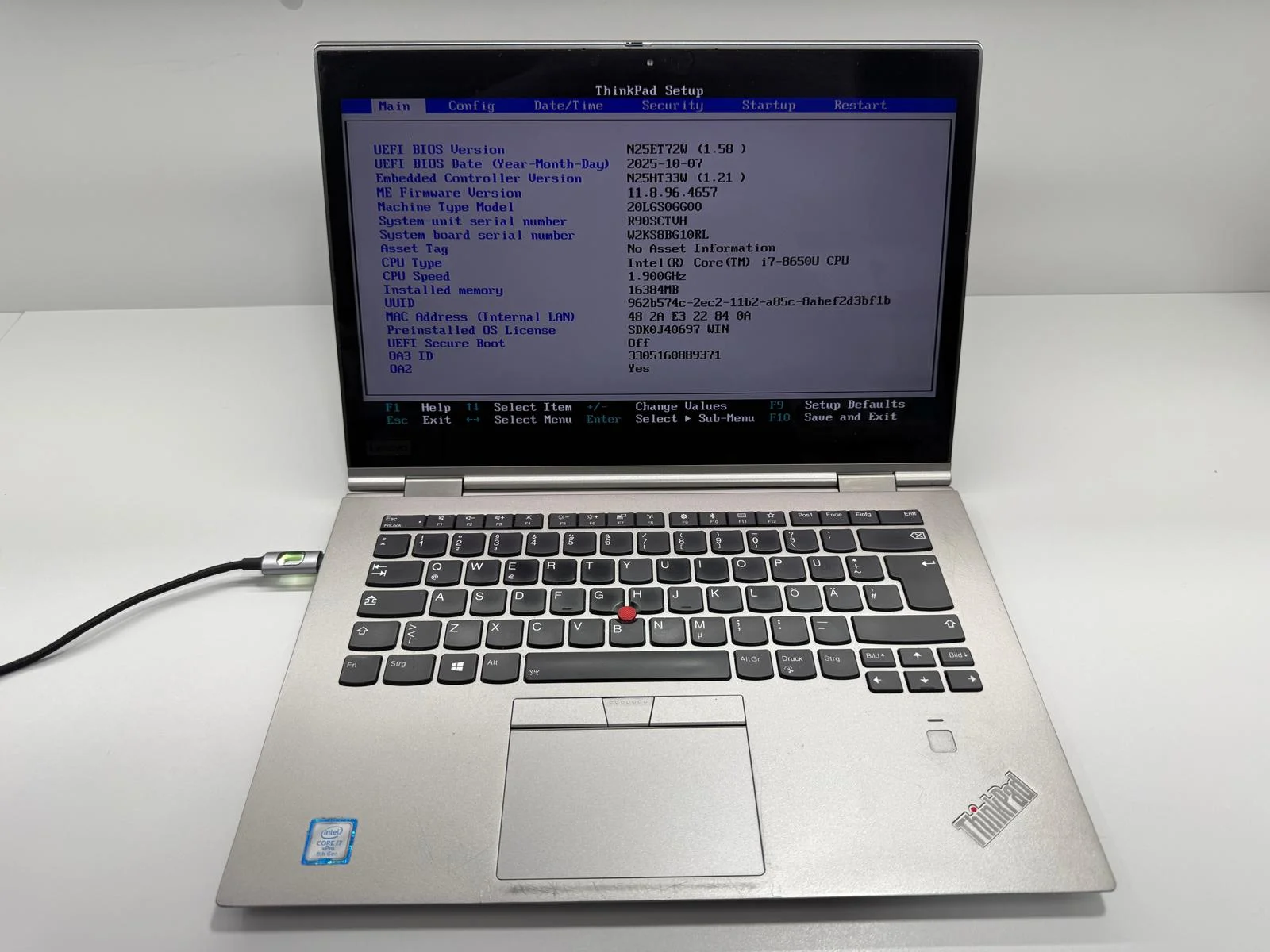 Laptop SH Lenovo Thinkpad X1 YOGA gen 3 i7-8650U incomplet/piese YNC141