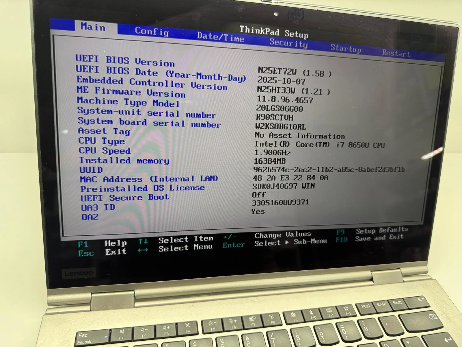 Laptop SH Lenovo Thinkpad X1 YOGA gen 3 i7-8650U incomplet/piese YNC141 - imagine 2