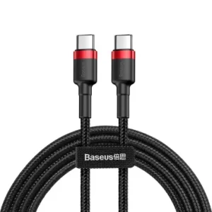 Cablu Date si Incarcare USB-C - USB-C Baseus Cafule 60W 1m Rosu CATKLF-G91