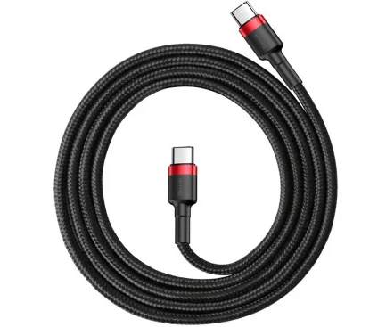 Cablu Date si Incarcare USB-C - USB-C Baseus Cafule 60W 1m Rosu CATKLF-G91 - imagine 2