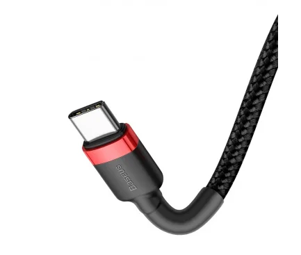 Cablu Date si Incarcare USB-C - USB-C Baseus Cafule 60W 1m Rosu CATKLF-G91 - imagine 4