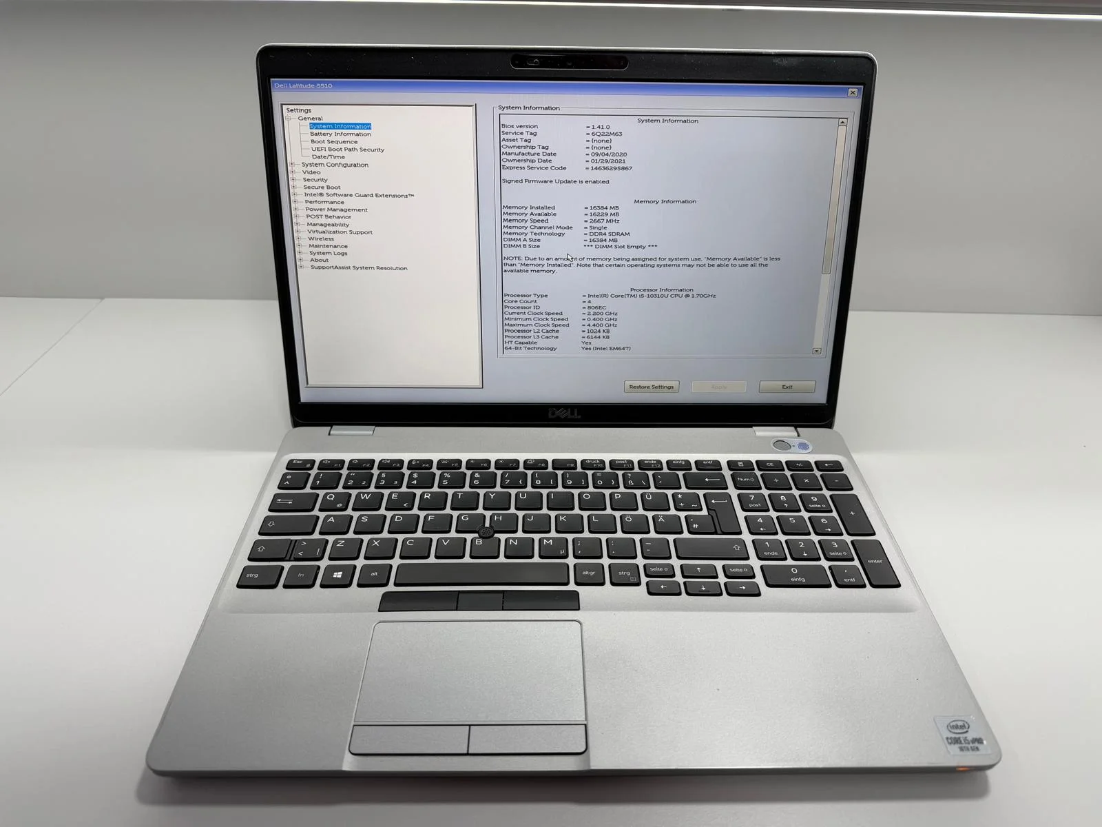 Laptop SH Dell Latitude 5510 i5-10310U 16gb RAM 256gb SSD 15.6 display touchscreen