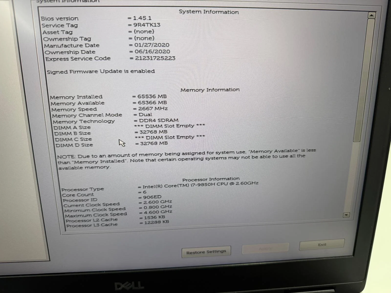 Laptop SH Dell Precision 7540 i7-9850H 64gb RAM SSD 512gb NVME WorkStation nVIDIA Quadro 4GB - imagine 2