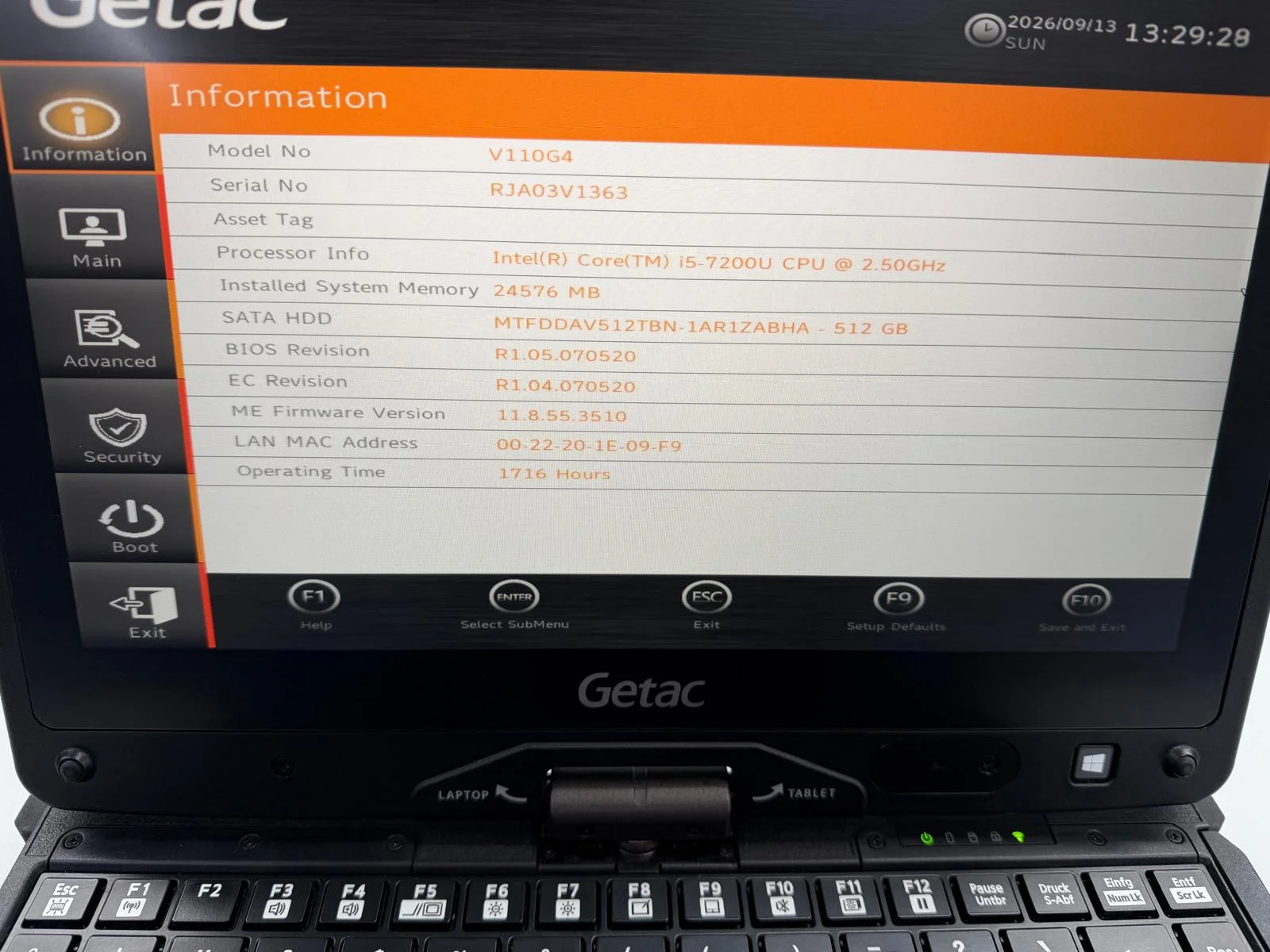 Laptop SH GETAC v110 g4 Fully Rugged i5-7200U SSD 512Gb 24GB Ram Diagnoza Auto - imagine 2