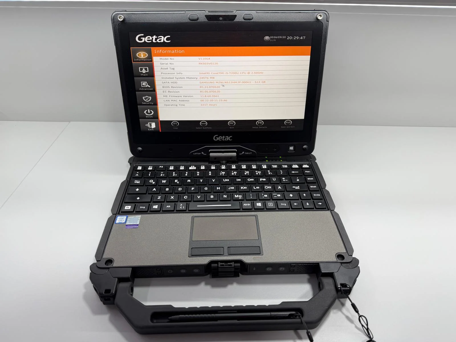 Laptop SH GETAC v110 g4 i5-7200U SSD 512Gb 24GB Ram Fully Rugged